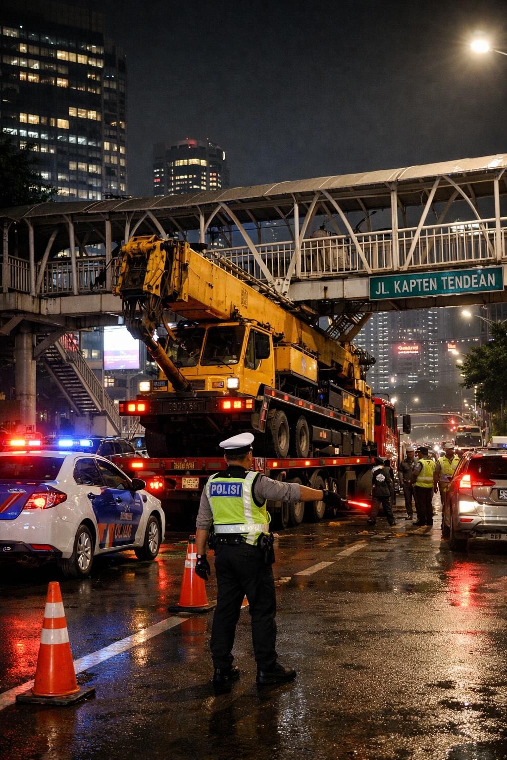 pengakuan sopir truk angkut crane yang menabrak jpo tendean, mengaku sedang fokus pada gps saat insiden terjadi. baca selengkapnya untuk detail kejadian dan penyebabnya.