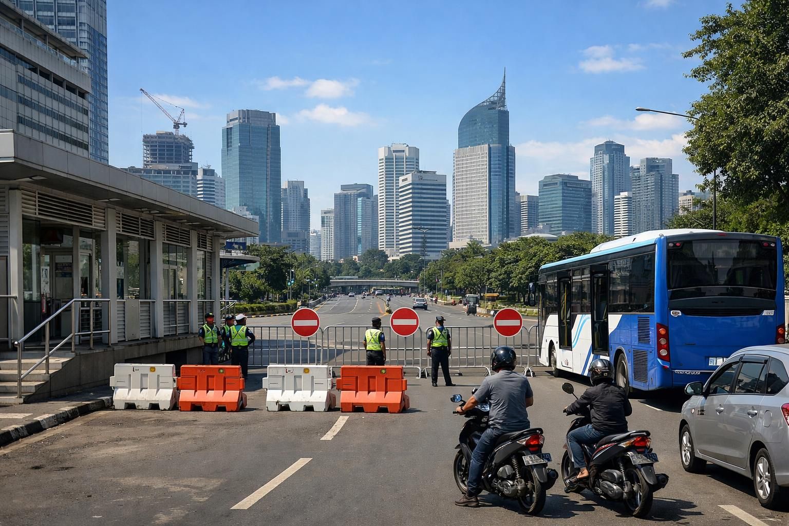 beberapa rute transjakarta dihentikan sementara akibat penutupan jalan untuk memberikan informasi terbaru kepada pengguna layanan transportasi masyarakat.