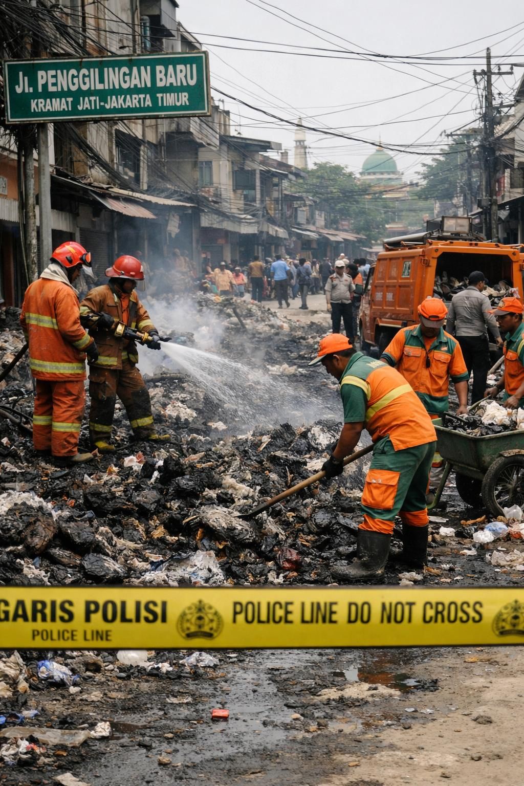 pemerintah provinsi menyiapkan penutupan tempat pengelolaan sampah ilegal di lokasi tragedi di mana petugas pemadam kebakaran meninggal di jakarta timur.