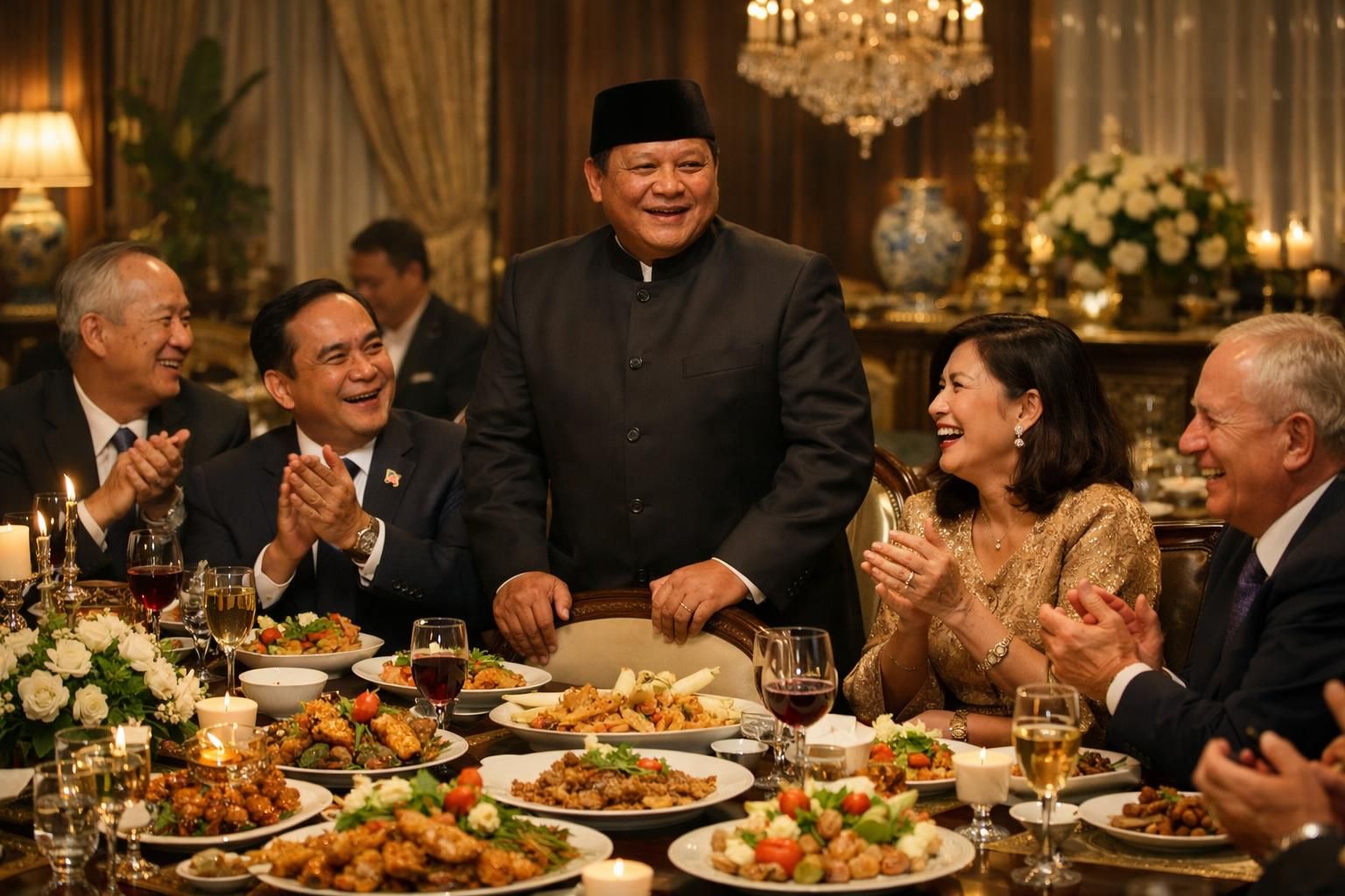 prabowo menggelar jamuan makan malam untuk mempererat persahabatan, dengan perdana menteri thailand memberikan pujian atas upaya memperkuat hubungan bilateral.