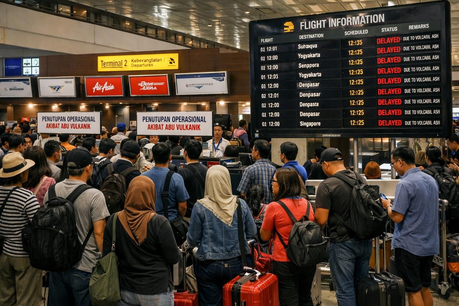 penutupan bandara soetta hingga pukul 13.30 wib akibat erupsi gunung anak krakatau, simak informasi terbaru dan dampak penerbangan di detiknews.